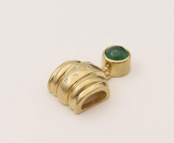 14K GOLD - Vintage Fancy Emerald & Genuine Diamon… - image 4