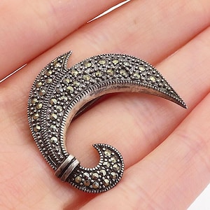 925 Sterling Silber Vintage Markasiten verziert Swirled Brosche Pin EP1651