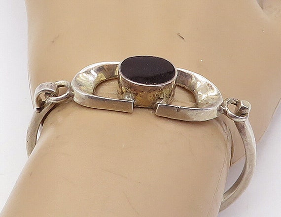 Buy MEXICO 925 Sterling Silver Vintage Black Onyx Hook Bangle Bracelet  BT2754 Online in India 