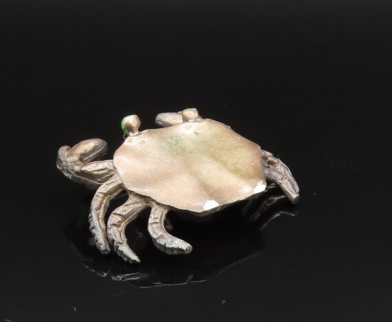 925 Sterling Silver - Vintage Crab With Enamel Ey… - image 4