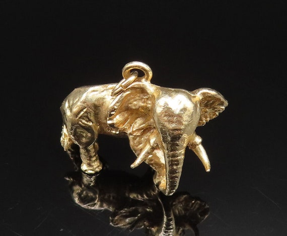10K GOLD - Vintage Heavy Sculpted Walking Elephan… - image 2