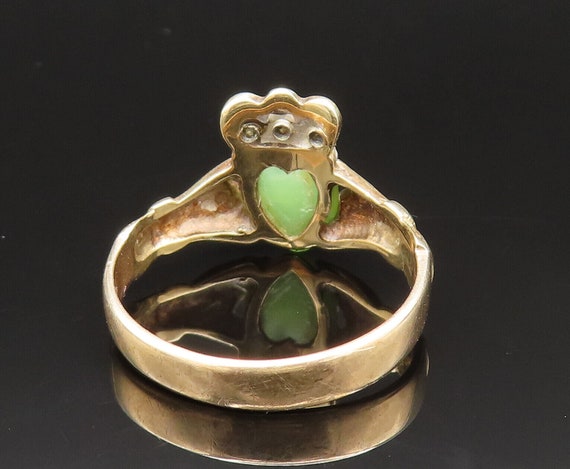 IRELAND 10K GOLD - Vintage Jade & Genuine Diamond… - image 6