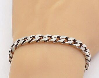 LORENZO 925 Silver - Vintage Minimalist Curb Link Chain Bracelet - BT2899