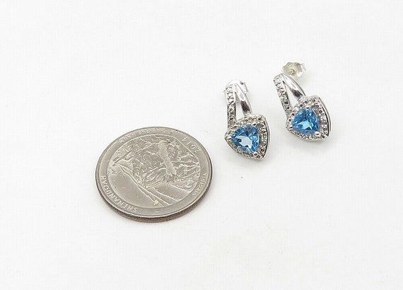 925 Silver - Vintage Genuine Diamond & Blue Topaz… - image 2