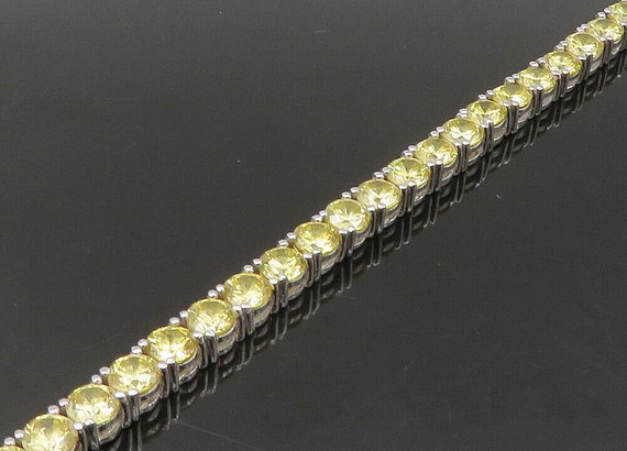 925 Sterling Silver - Vintage Yellow Cubic Zircon… - image 4