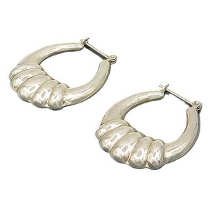 925 Sterling Silver Vintage Shiny Hollow Fluted Detail Hoop Earrings EG9375