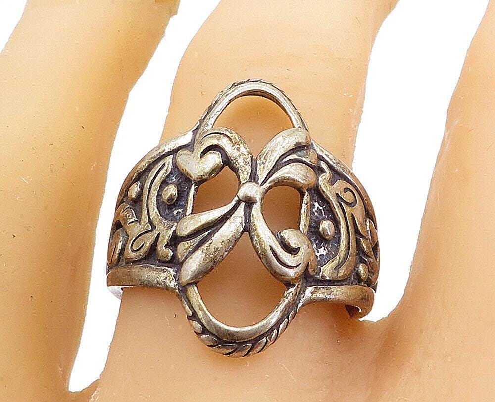 CAROLYN POLLACK 925 Silver Vintage Dark Tone Swirl Band Ring