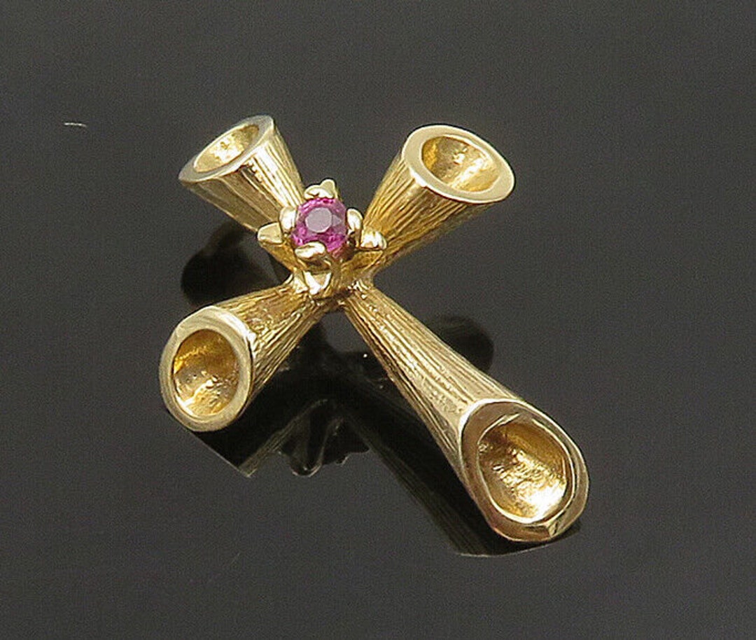 Religious Ruby 14K GOLD Vintage Ruby Religious Cross Petite Shiny Pendant GP263 - Etsy