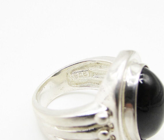 925 Silver - Cabochon Cut Black Onyx Oval Solitai… - image 6