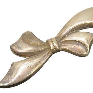925 Sterling Silver Vintage Bow Tied Ribbon Smooth Brooch Pin BP4574