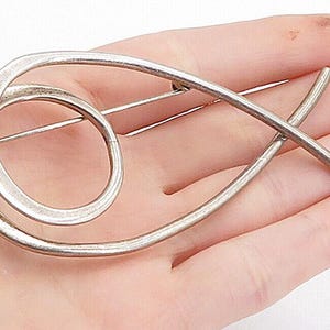 MEXIKO 925 Sterling Silber Vintage Open Swirl Fisch Design Brosche BP1323