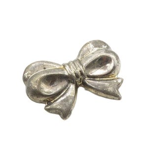 925 Sterling Silver Vintage Hollow Bow Tied Ribbon Motif Brooch Pin BP6428