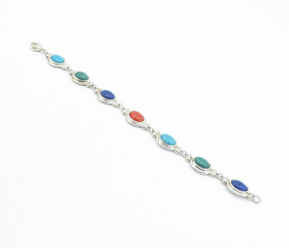 C. CO 925 Silver - Lapis Lazuli Turquoise & Coral… - image 2