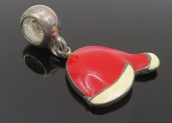 925 Sterling Silver - Vintage Enamel Coated Santa… - image 1