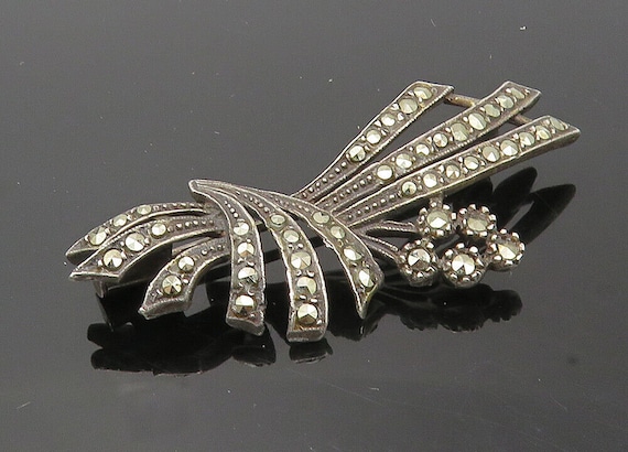 925 Sterling Silver - Vintage Sparkling Marcasite… - image 1