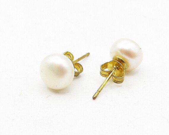 925 Sterling Silver - Petite Pearl Shiny Gold Pla… - image 3