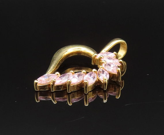 925 Silver - Vintage Gold Plated Spiked Cubic Zir… - image 4
