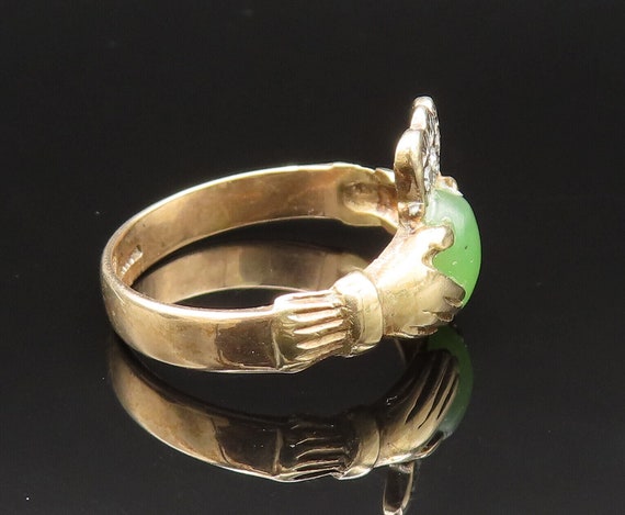 IRELAND 10K GOLD - Vintage Jade & Genuine Diamond… - image 5