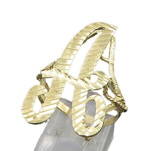10K GOLD Vintage Linear Textured Initial A Cutout Ring Sz 10 GR346