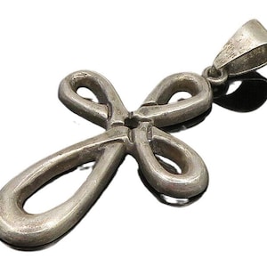 MEXICO 925 Sterling Silver Vintage Infinity Religious Cross Pendant PT20264