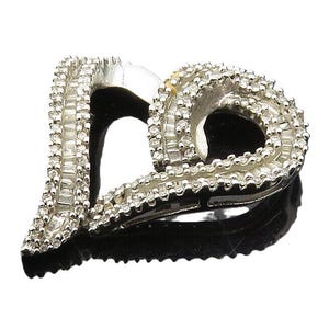 10K GOLD Vintage Genuine Diamonds Open Love Heart Pendant GP033
