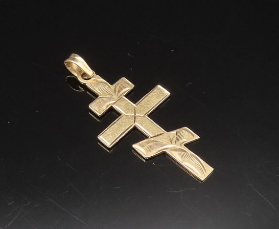 14K GOLD - Vintage Polished Etched Triple Religio… - image 2