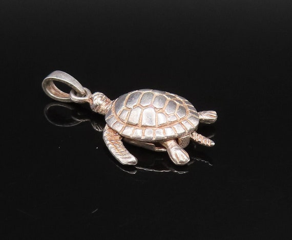 925 Sterling Silver - Vintage Sea Turtle Charm Pe… - image 3