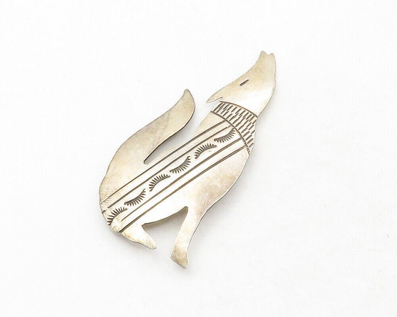 NAVAJO 925 Sterling Silver - Vintage Howling Wolf… - image 2