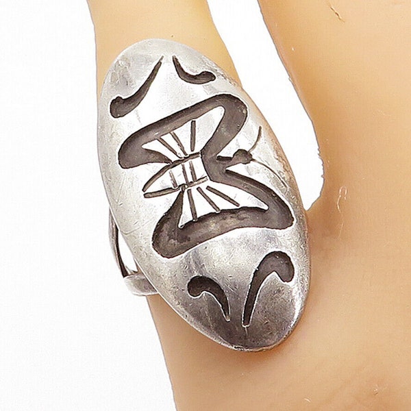 JUDY WALLACE ZUNI 925 Silver - Vintage Butterfly Cocktail Ring Sz 8 - RG7678