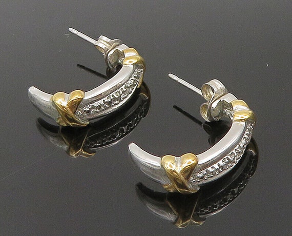 925 Sterling Silver - Vintage Two Tone Genuine Di… - image 1