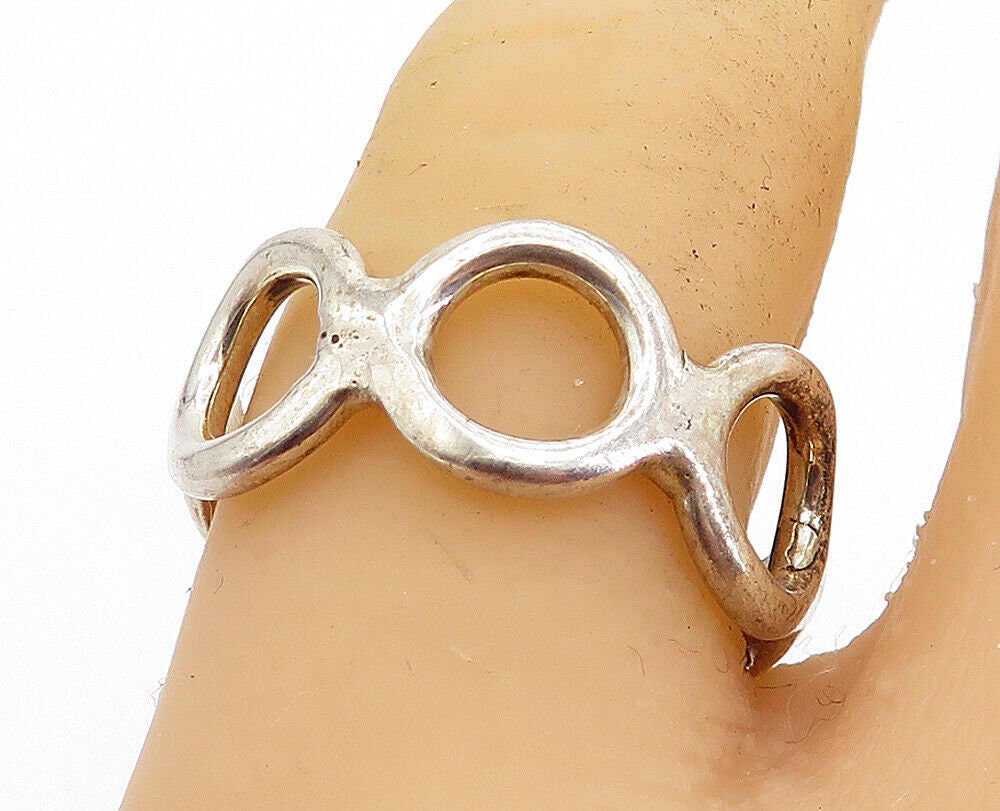MEXICO 925 Sterling Silver Vintage Shiny Open Design Band
