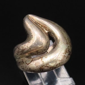 925 Silver Vintage Modernist Openwork Pointed Swirl Ring Sz 6.5 RG25732