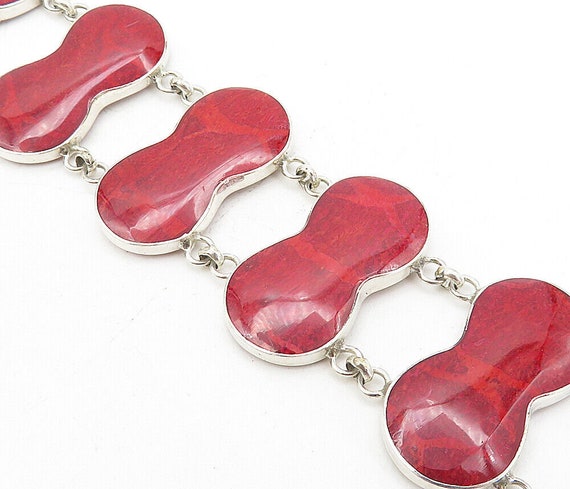 925 Sterling Silver - Vintage Red Sponge Coral Pe… - image 3