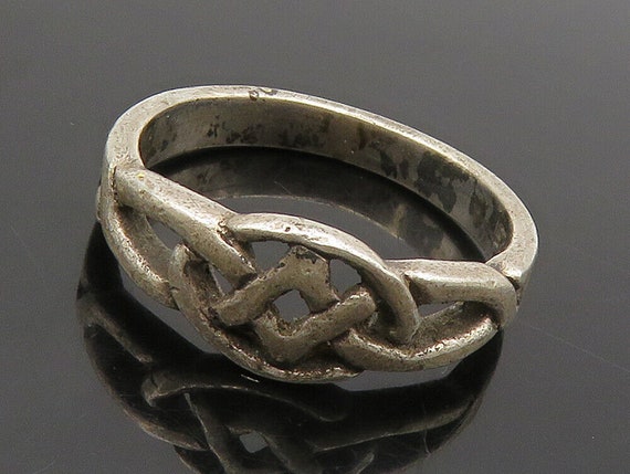 925 Sterling Silver - Vintage Celtic Knot Dark To… - image 1