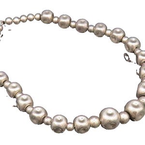 925 Sterling Silver Vintage Dented Sphere Bead Ball Pattern Necklace NE3942
