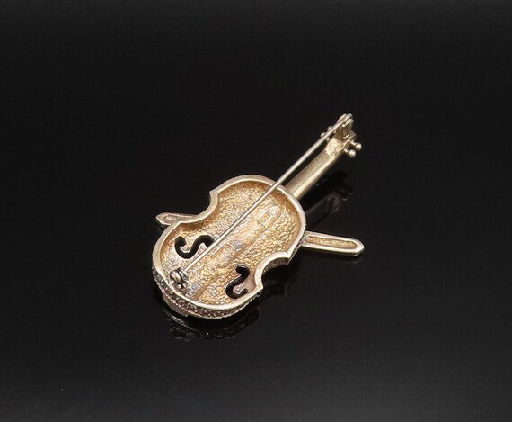 925 Sterling Silver - Vintage Marcasite Violin In… - image 6