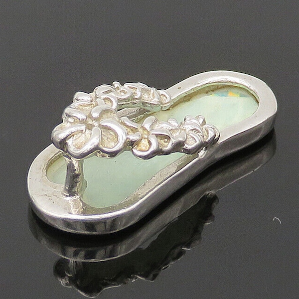 925 Sterling Silver - Vintage Shiny Fire Opal Floral Sandal Pendant - PT17102