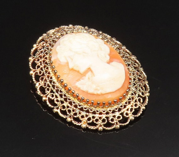 925 Sterling Silver - Vintage Gold Plated Carved … - image 1