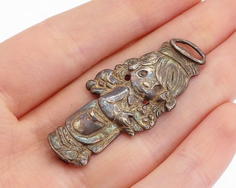 MEXICO 925 Sterling Silver - Vintage Antique Little Girl Brooch Pin - BP1551