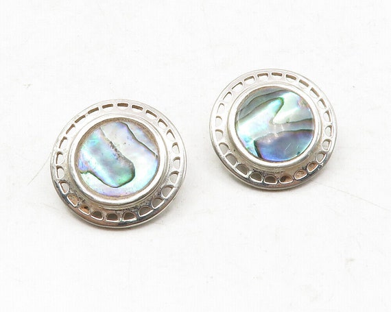 925 Sterling Silver - Vintage Abalone Shell Round… - image 2