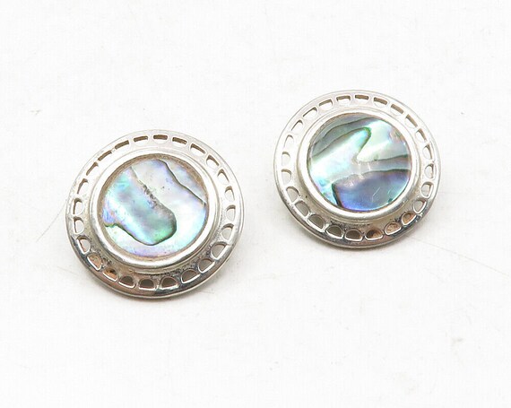 925 Sterling Silver - Vintage Abalone Shell Round… - image 2