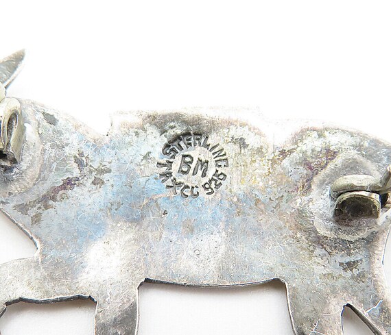 BM TAXCO 925 Silver - Vintage Etched Detail Donke… - image 5
