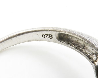 925 Silver Vintage Genuine Black White Diamonds Band Ring Sz 8