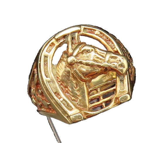 Horse head ring 14k - Gem