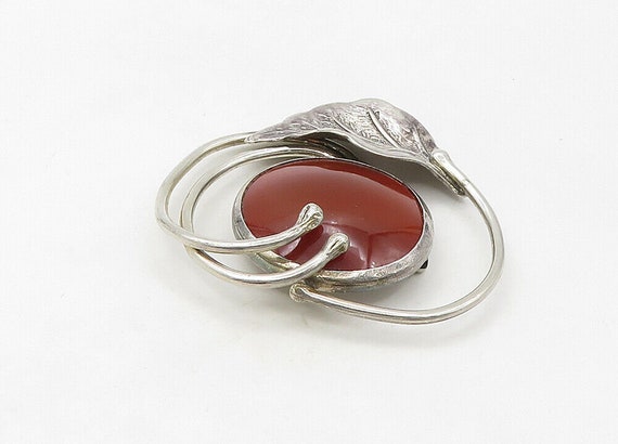 925 Sterling Silver - Vintage Cabochon Cut Carnel… - image 4