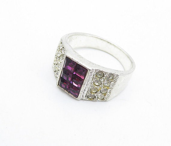 925 Sterling Silver - Amethyst & Topaz Square Dom… - image 5