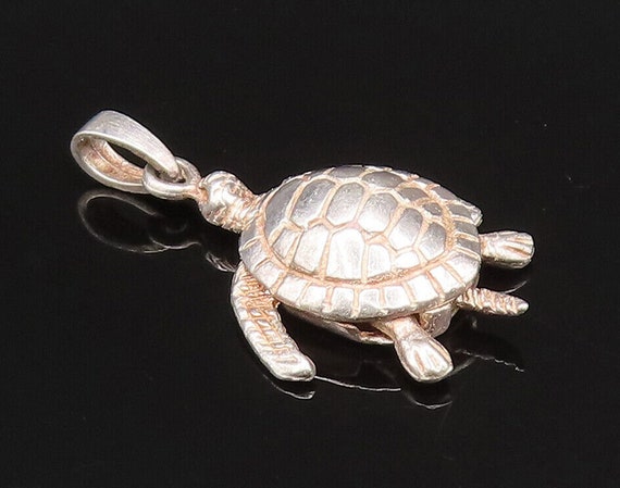 925 Sterling Silver - Vintage Sea Turtle Charm Pe… - image 1