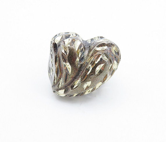 925 Silver - Vintage Diamond Cut Detail Love Hear… - image 2