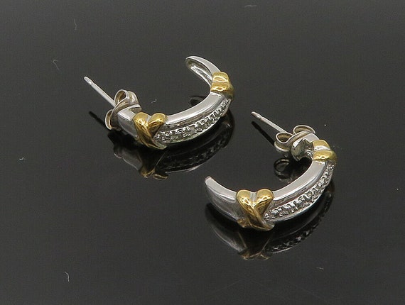 925 Sterling Silver - Vintage Two Tone Genuine Di… - image 4