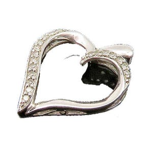 10K GOLD Vintage Genuine Diamonds Open Love Heart Pendant GP184